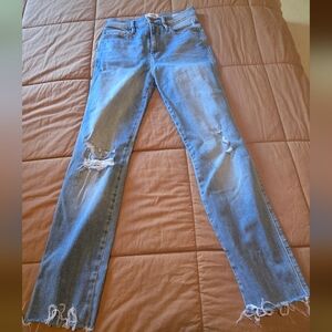 Frame Denim Light Blue Distressed Skinny Jeans